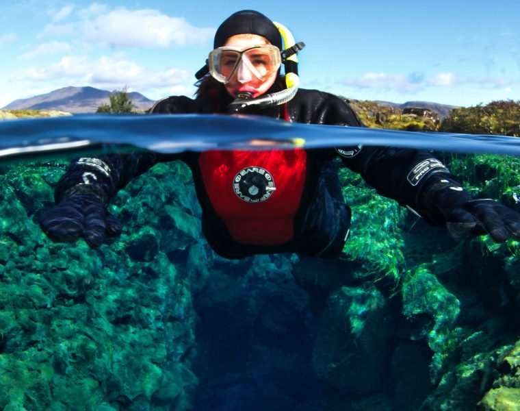 Snorkeling Silfra under the Midnight Sun