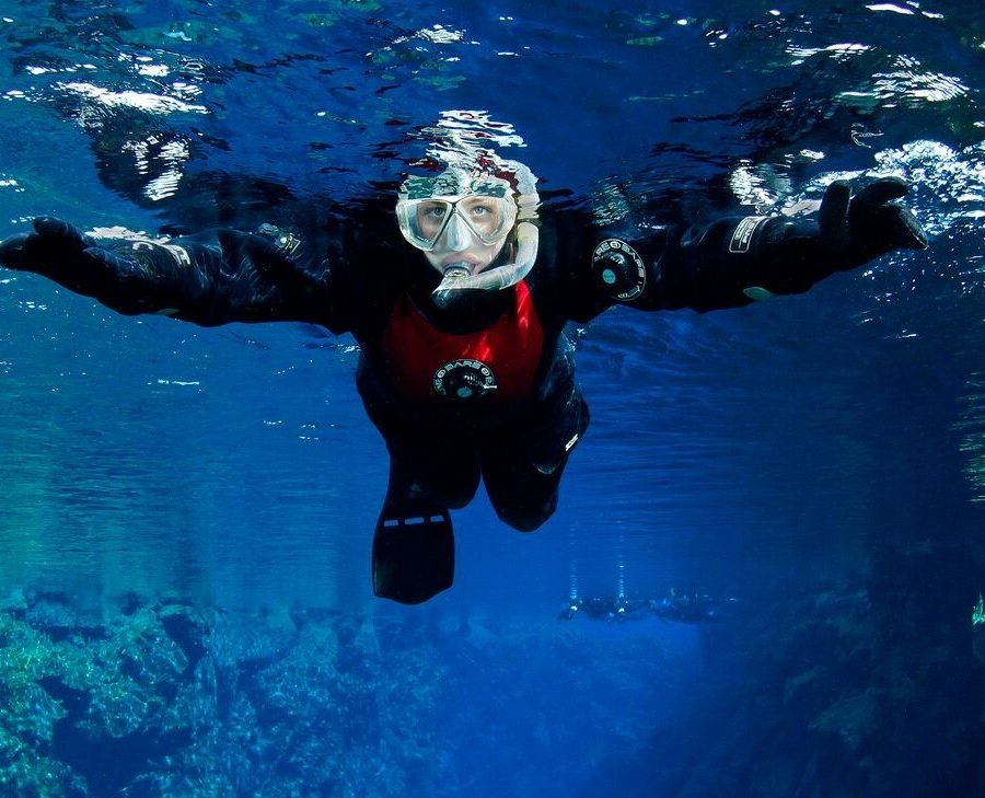 Snorkeling Silfra under the Midnight Sun